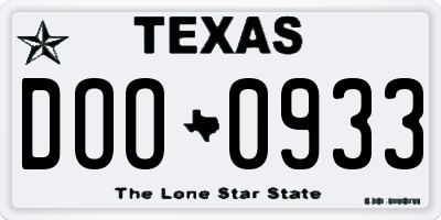 TX license plate DOO0933