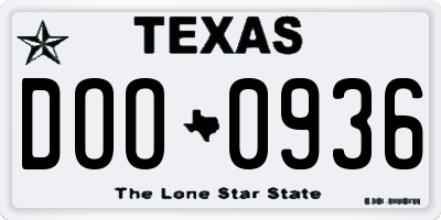 TX license plate DOO0936