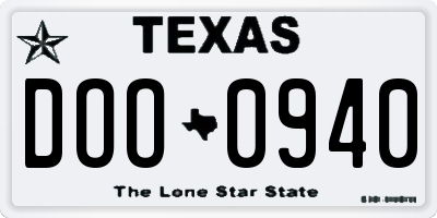TX license plate DOO0940