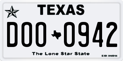 TX license plate DOO0942