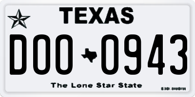 TX license plate DOO0943