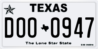 TX license plate DOO0947
