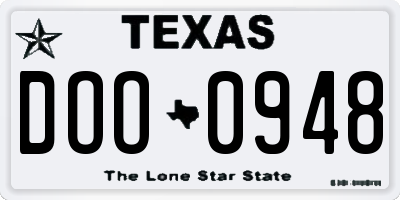 TX license plate DOO0948