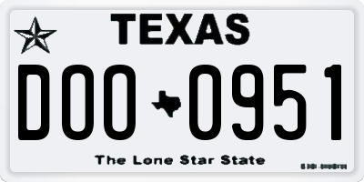 TX license plate DOO0951
