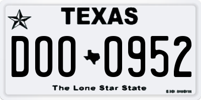 TX license plate DOO0952