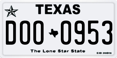 TX license plate DOO0953