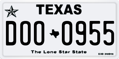 TX license plate DOO0955