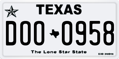 TX license plate DOO0958