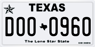 TX license plate DOO0960