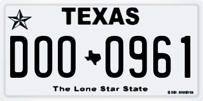 TX license plate DOO0961