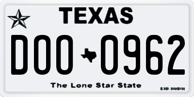 TX license plate DOO0962