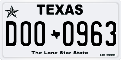 TX license plate DOO0963