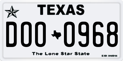 TX license plate DOO0968