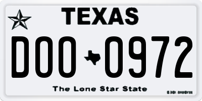 TX license plate DOO0972