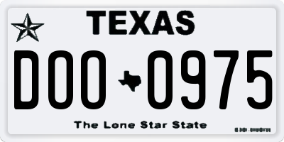 TX license plate DOO0975