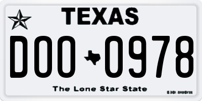 TX license plate DOO0978