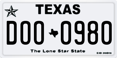TX license plate DOO0980