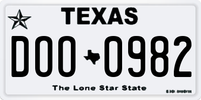 TX license plate DOO0982