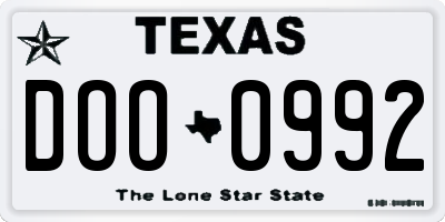 TX license plate DOO0992