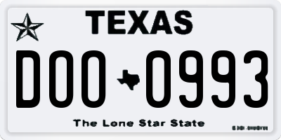 TX license plate DOO0993