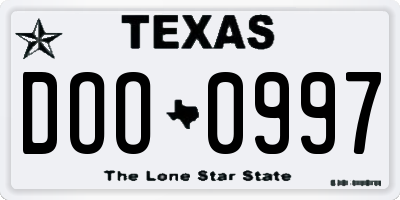 TX license plate DOO0997