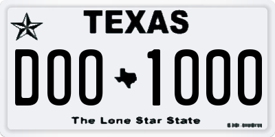 TX license plate DOO1000