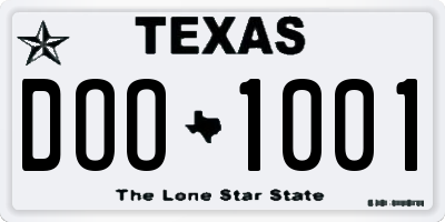 TX license plate DOO1001