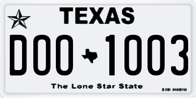 TX license plate DOO1003