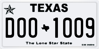 TX license plate DOO1009