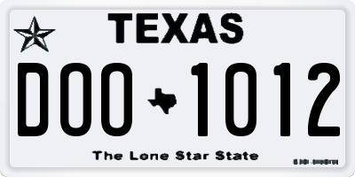 TX license plate DOO1012