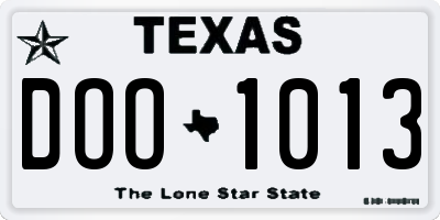 TX license plate DOO1013
