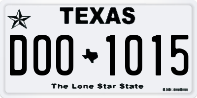 TX license plate DOO1015