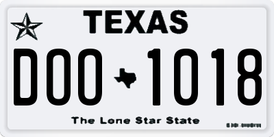 TX license plate DOO1018