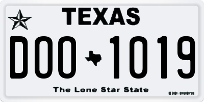 TX license plate DOO1019