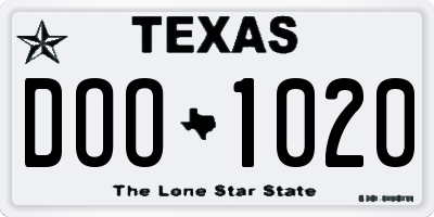 TX license plate DOO1020