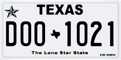 TX license plate DOO1021