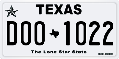 TX license plate DOO1022