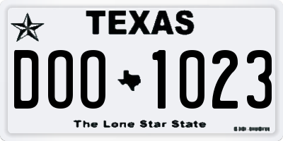 TX license plate DOO1023