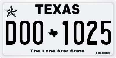 TX license plate DOO1025