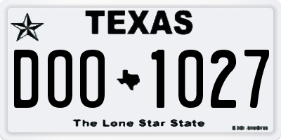 TX license plate DOO1027