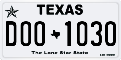 TX license plate DOO1030
