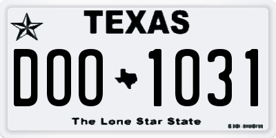 TX license plate DOO1031