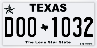 TX license plate DOO1032