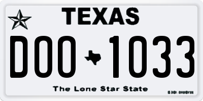 TX license plate DOO1033