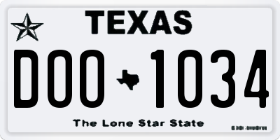 TX license plate DOO1034