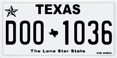 TX license plate DOO1036