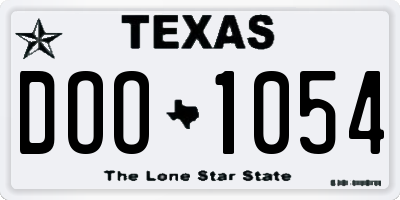 TX license plate DOO1054