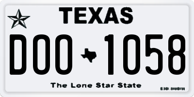 TX license plate DOO1058
