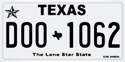 TX license plate DOO1062