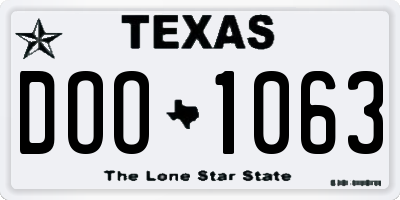 TX license plate DOO1063